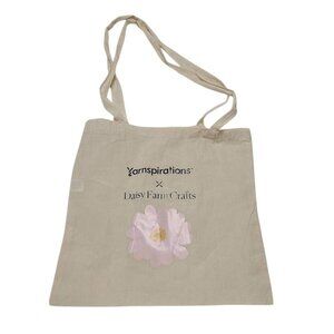 Yarnspirations Daisy Farm Crafts Tote Bag Pink Flower Beige Shopping Yarn Books